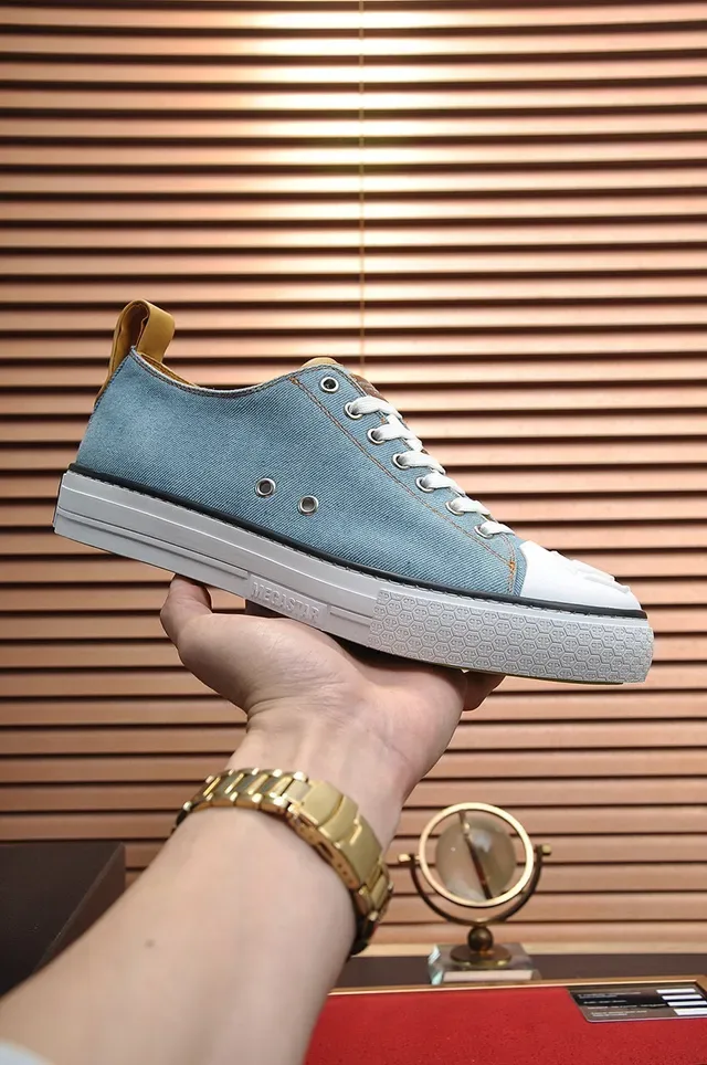 Philipp Plein Blue White Denim Upper Rubber Toe Cap Sneakers 7
