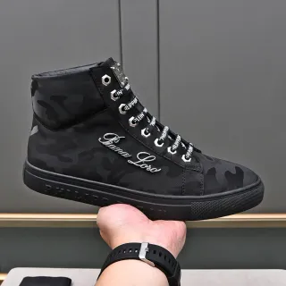 Philipp Plein High-Top Lifestyle Sneaker Black Silver Camouflage Print Lifestyle Sneakers
