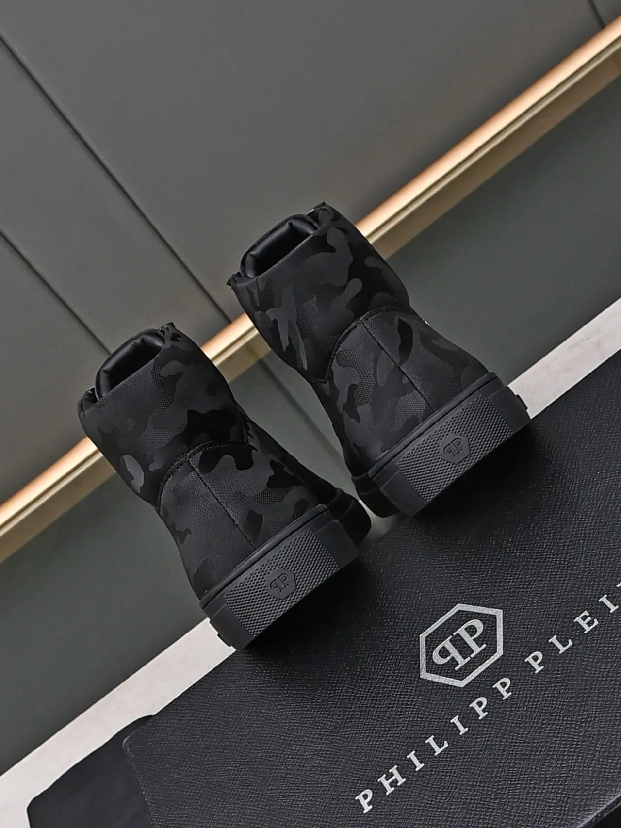 Philipp Plein Sneakers Lifestyle Haut Noir Argent Camouflage 3