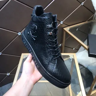 Philipp Plein 高帮生活方式运动鞋 黑色蛇皮纹理皮革 生活方式运动鞋