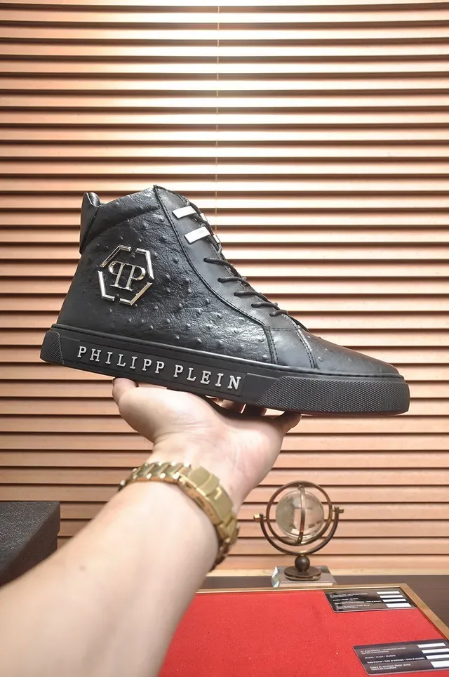 Philipp Plein High-Top Ostrich-Textured Leather Lifestyle Sneakers 2