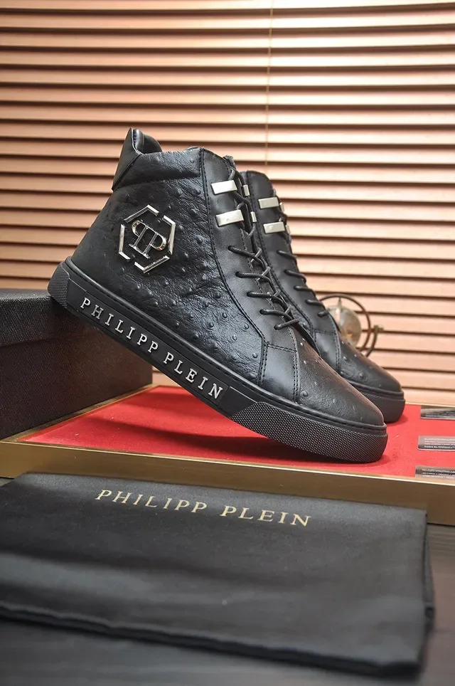 Philipp Plein High-Top Ostrich-Textured Leather Lifestyle Sneakers 4