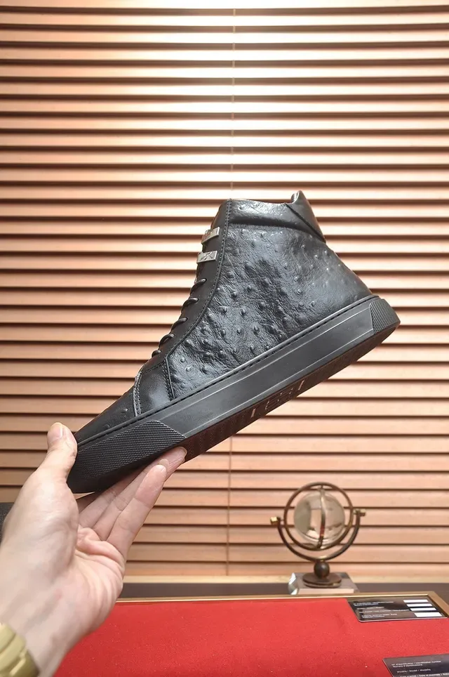 Philipp Plein High-Top Ostrich-Textured Leather Lifestyle Sneakers 6