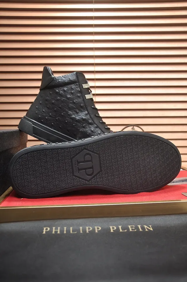 Philipp Plein High-Top Ostrich-Textured Leather Lifestyle Sneakers 7