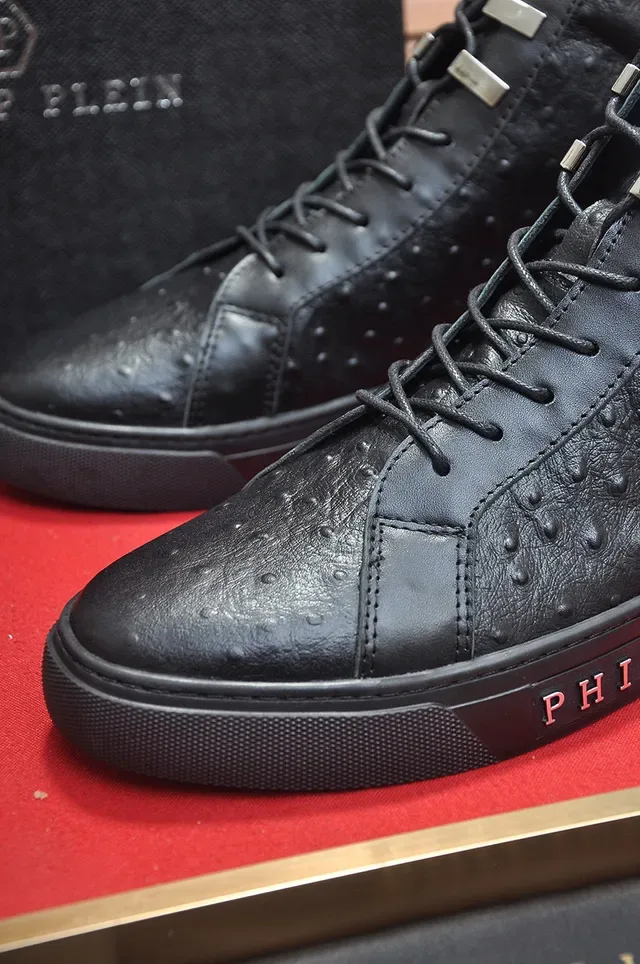Philipp Plein High-Top Ostrich-Textured Leather Lifestyle Sneakers 8
