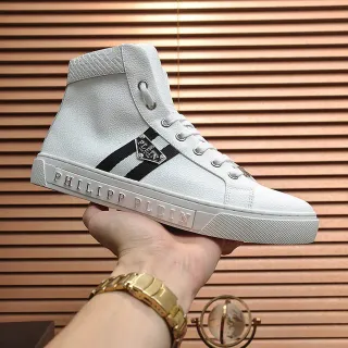 Philipp Plein 高帮运动鞋 白黑 皮革 生活方式运动鞋