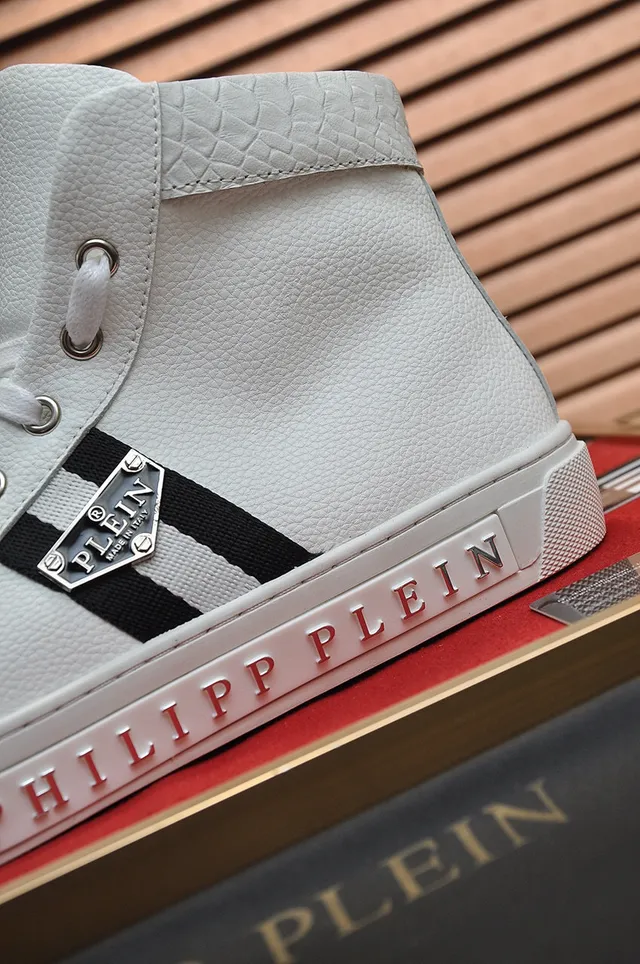 Philipp Plein baskets montantes blanches noires cuir lifestyle sneakers 3