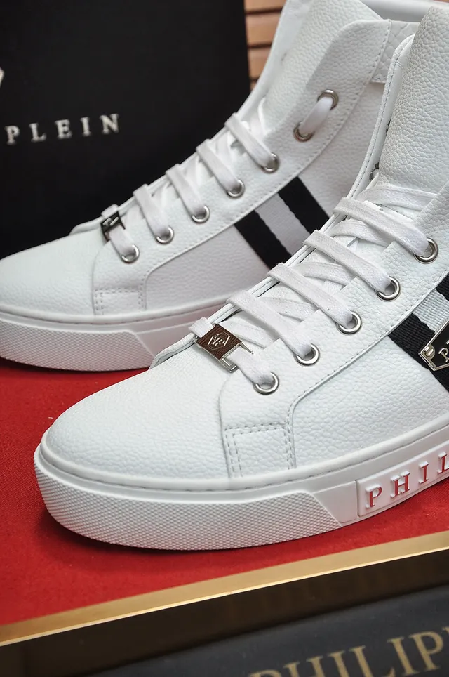 Philipp Plein baskets montantes blanches noires cuir lifestyle sneakers 4