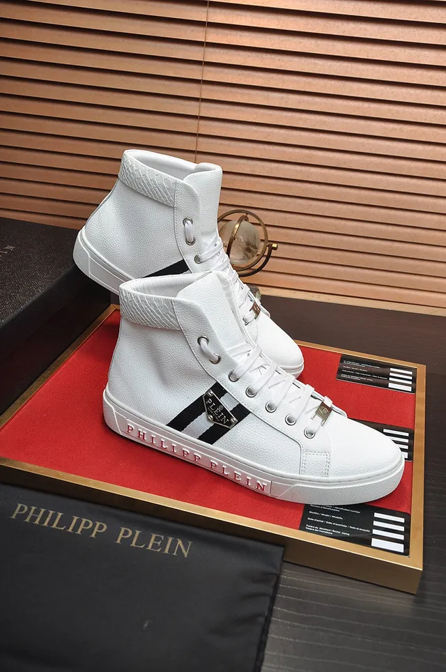 Philipp Plein baskets montantes blanches noires cuir lifestyle sneakers 6