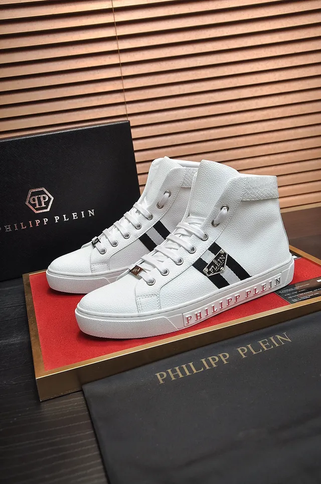 Philipp Plein baskets montantes blanches noires cuir lifestyle sneakers 7