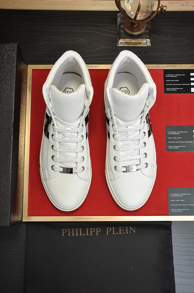 Philipp Plein baskets montantes blanches noires cuir lifestyle sneakers 8