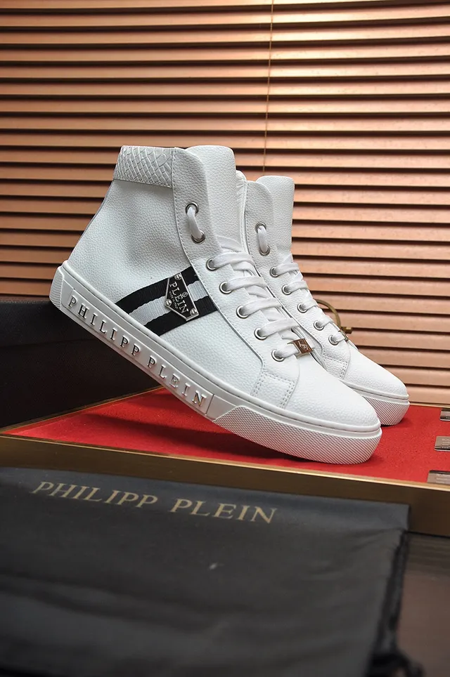 Philipp Plein baskets montantes blanches noires cuir lifestyle sneakers 9