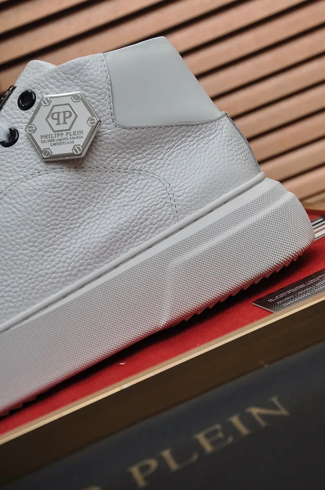 Philipp Plein High-Top White Pebbled Leather Platform Sneaker 2