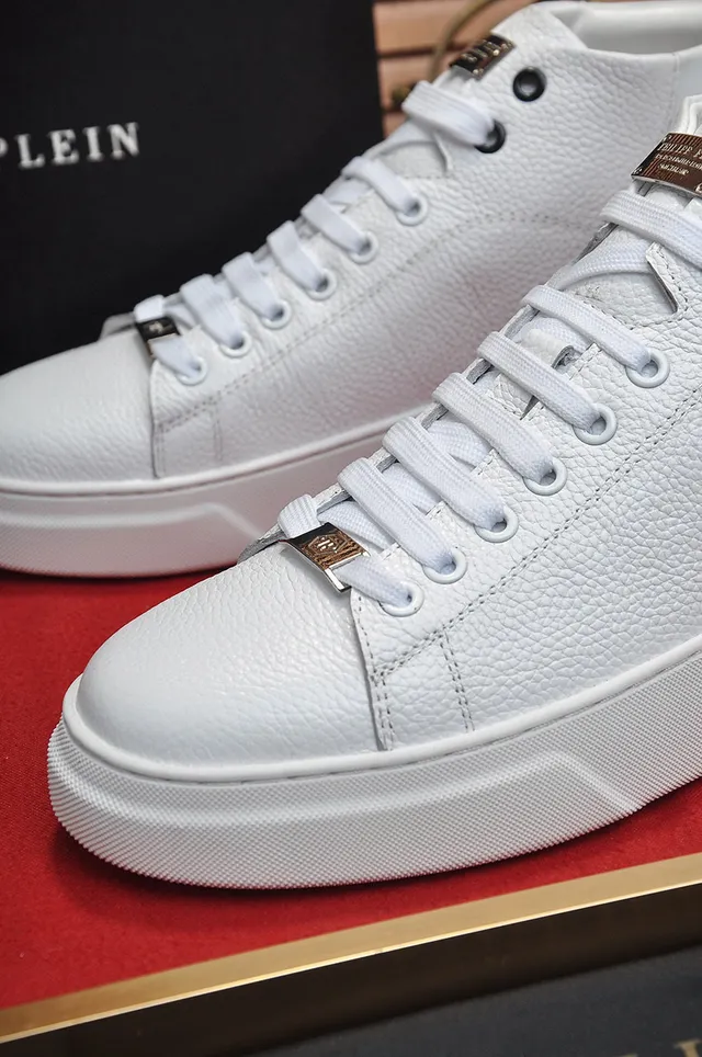 Philipp Plein High-Top White Pebbled Leather Platform Sneaker 3