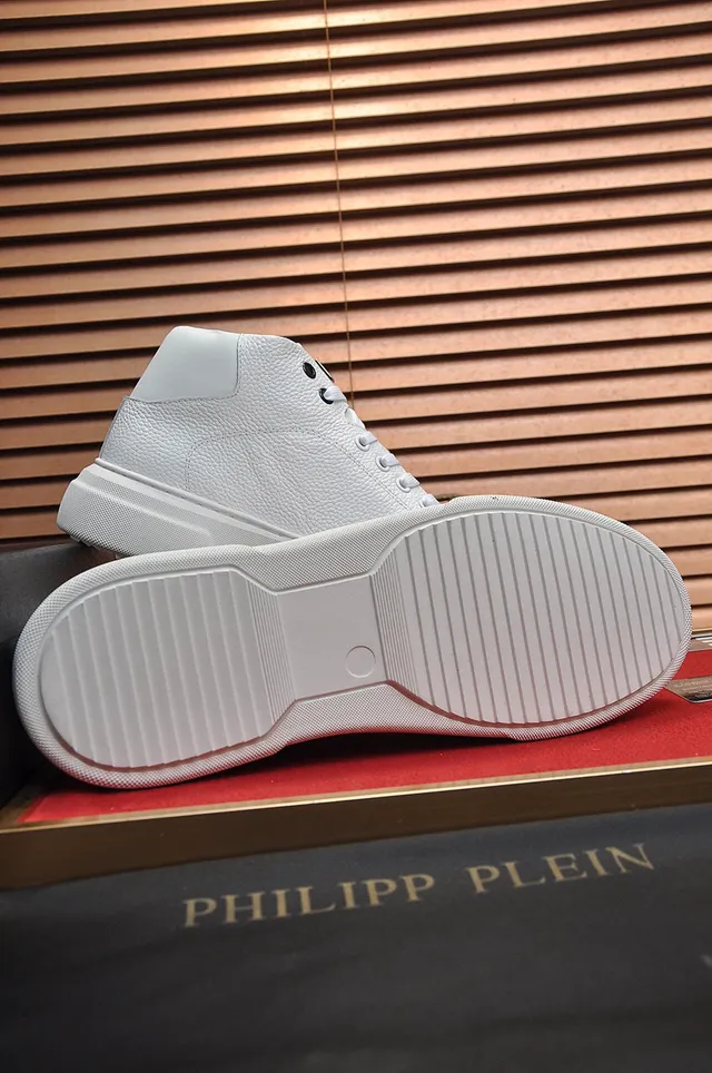 Philipp Plein High-Top White Pebbled Leather Platform Sneaker 4
