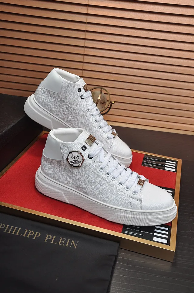 Philipp Plein High-Top White Pebbled Leather Platform Sneaker 5