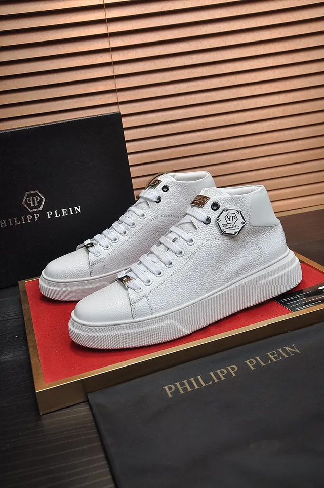 Philipp Plein High-Top White Pebbled Leather Platform Sneaker 7