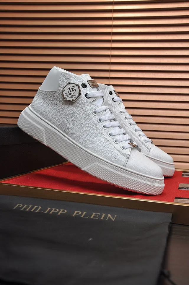 Philipp Plein High-Top White Pebbled Leather Platform Sneaker 8