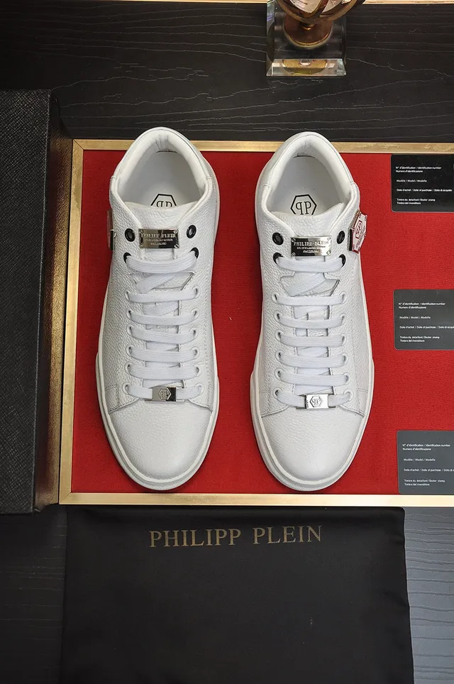 Philipp Plein High-Top White Pebbled Leather Platform Sneaker 9