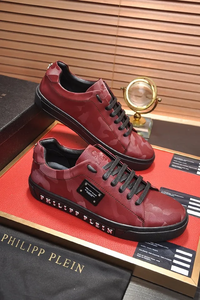 Philipp Plein Sneakers lifestyle en cuir à imprimé camo rouge 5