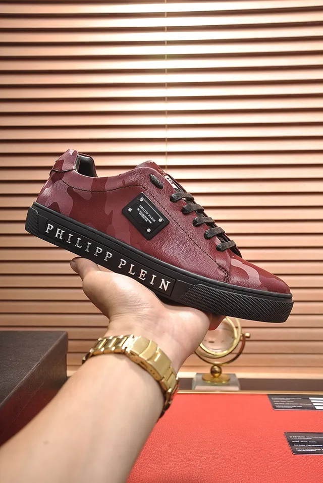 Philipp Plein Sneakers lifestyle en cuir à imprimé camo rouge 6