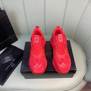 Philipp Plein 红色单色雕塑透明鞋底厚底运动鞋