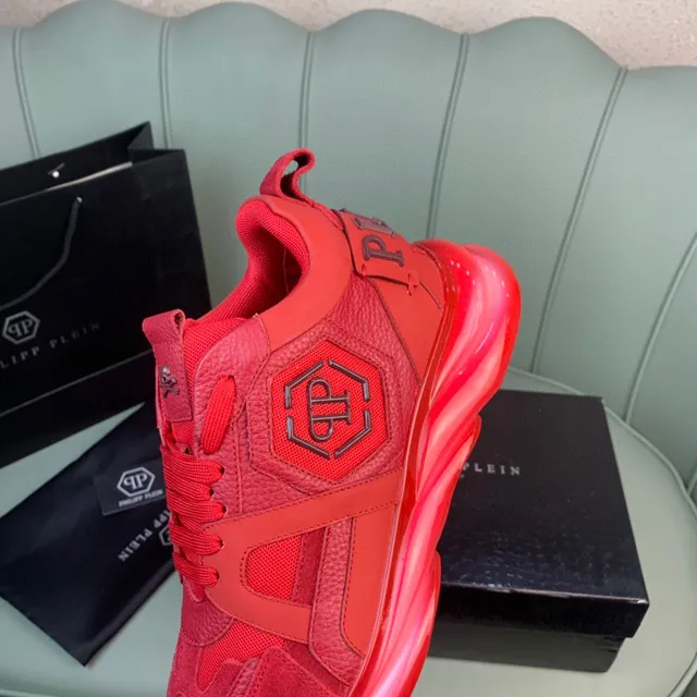 Philipp Plein Sneakers Chunky à semelle transparente sculptée rouge monocromatique 2