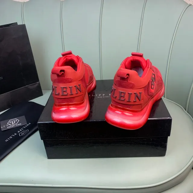 Philipp Plein Sneakers Chunky à semelle transparente sculptée rouge monocromatique 5