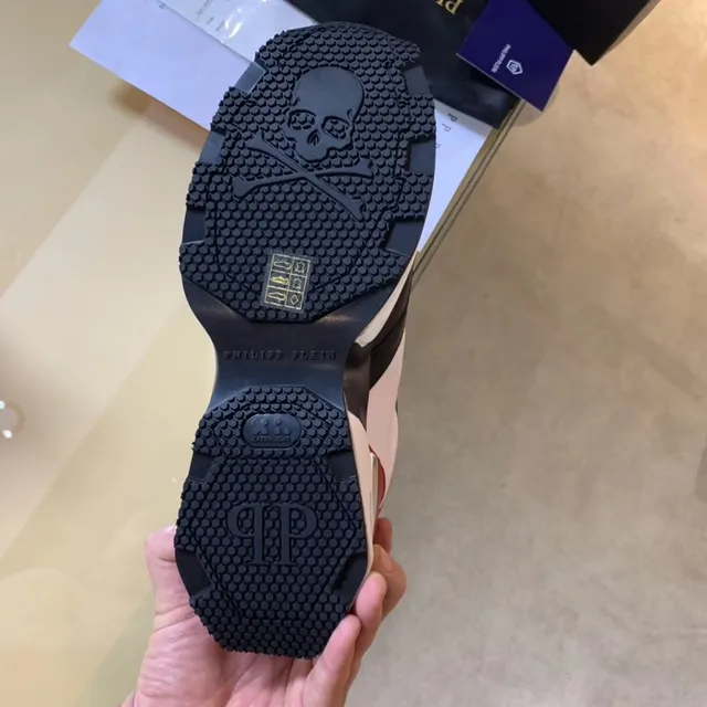 Philipp Plein Skull Logo White Black Multi-Panel Leather-Mesh Construction Emblem Chunky Sneakers 2