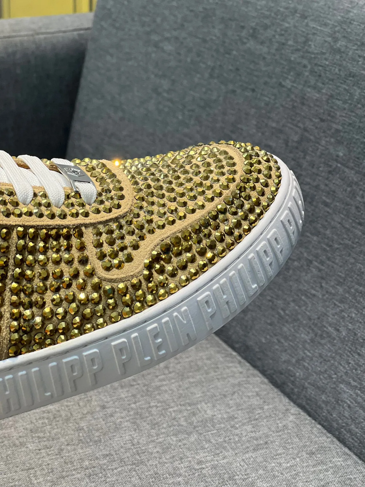 Philipp Plein Sneakers à clous Or Beige Low-Top Lifestyle Sneakers 4