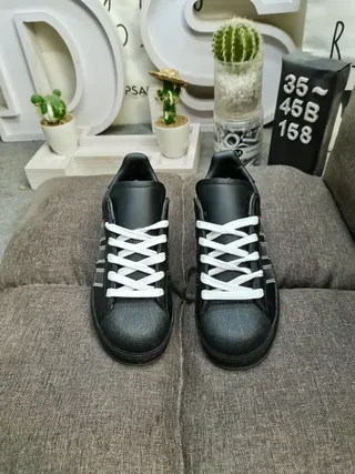 PLEASURES Superstar-style Black Red Leather Upper White Flat Laces Lifestyle Sneakers 10