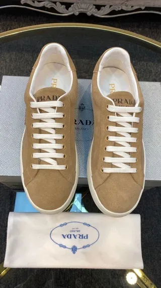Prada Beige White Suede Upper Low-Top Lifestyle Sneakers 8