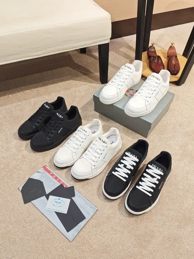 Prada Black Leather and Nylon Lifestyle Sneaker 2