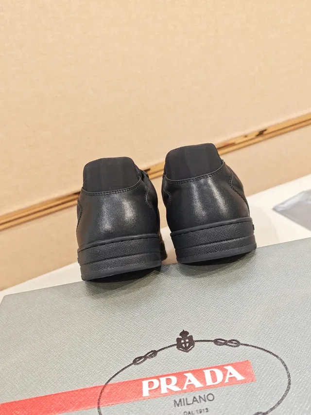Prada Black Leather and Nylon Lifestyle Sneaker 4