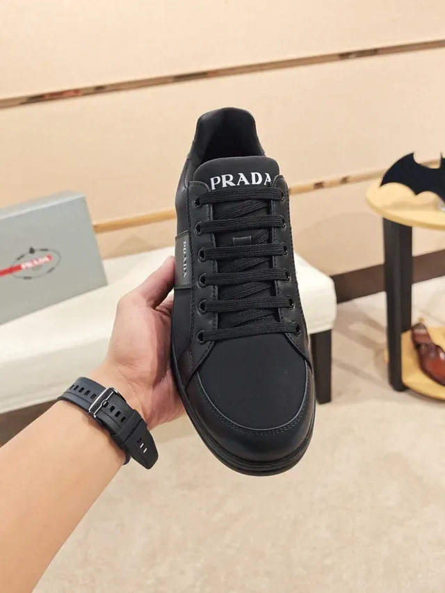 Prada Black Leather and Nylon Lifestyle Sneaker 6