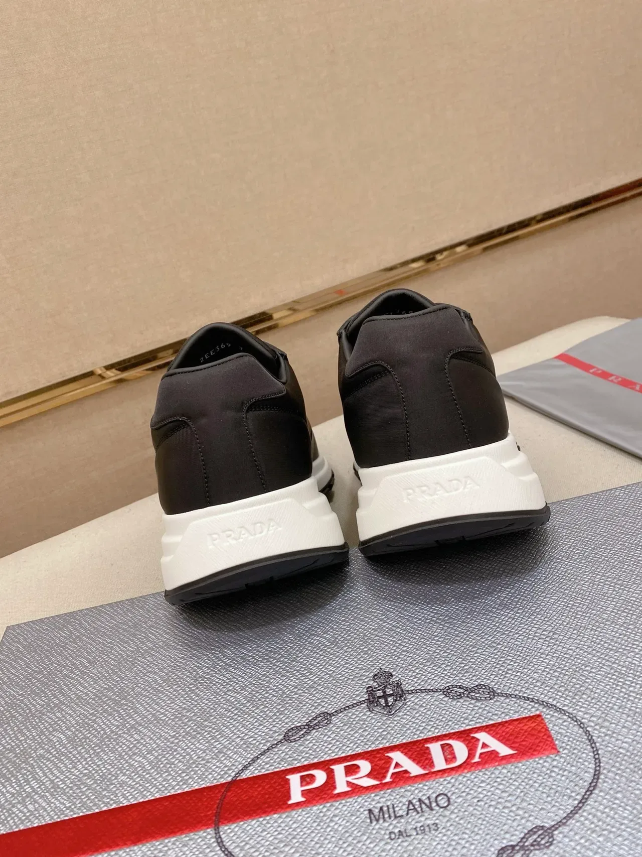 Prada Black White Nylon Upper Contrast Midsole Lifestyle Sneakers 3