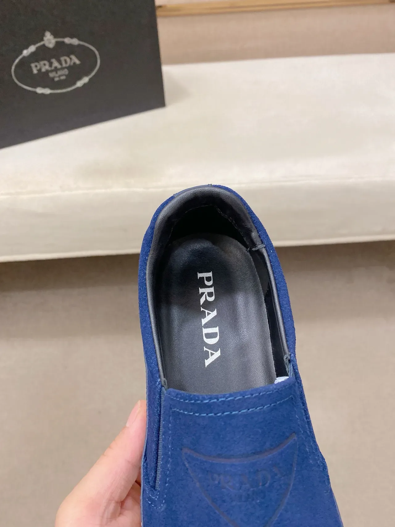 Prada Blue Navy Slip-On Suede Upper Lifestyle Sneakers 7
