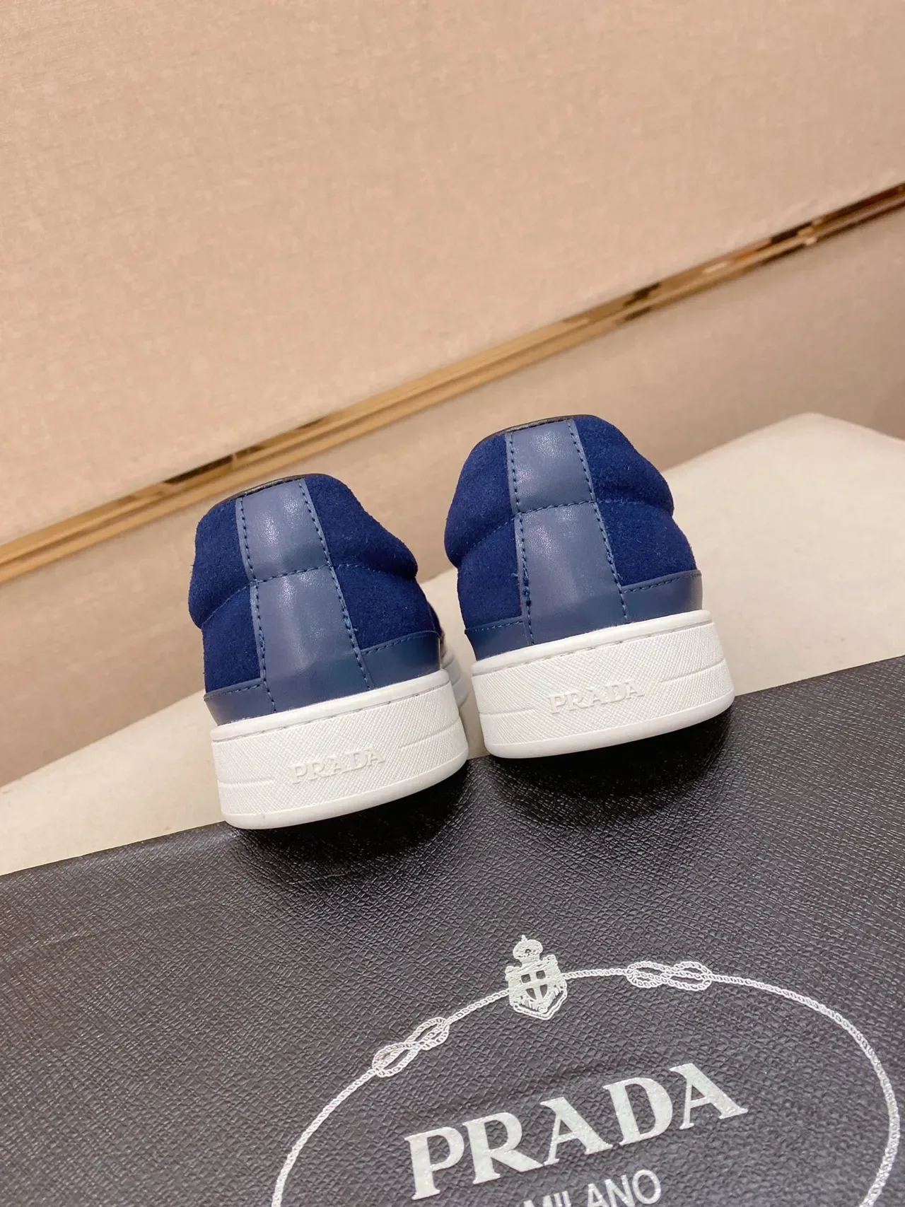 Prada Blue Navy Slip-On Suede Upper Lifestyle Sneakers 10