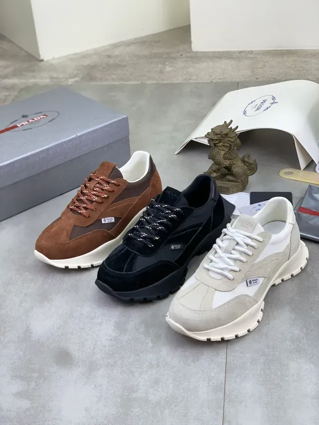 Prada Brown Suede and Mesh Lace-Up Lifestyle Sneaker 2