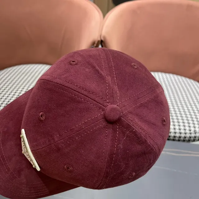 Prada Borgonha Estruturada Seis-Painel Pré-Curvado Brim Boné de Beisebol 9