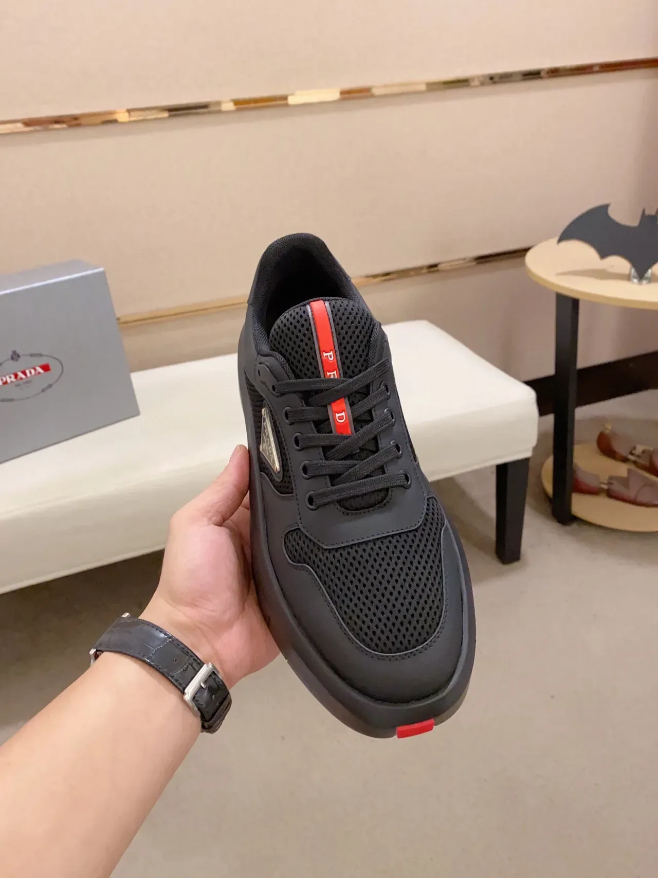 Prada Cloudbust Black and Red Lifestyle Sneakers 2