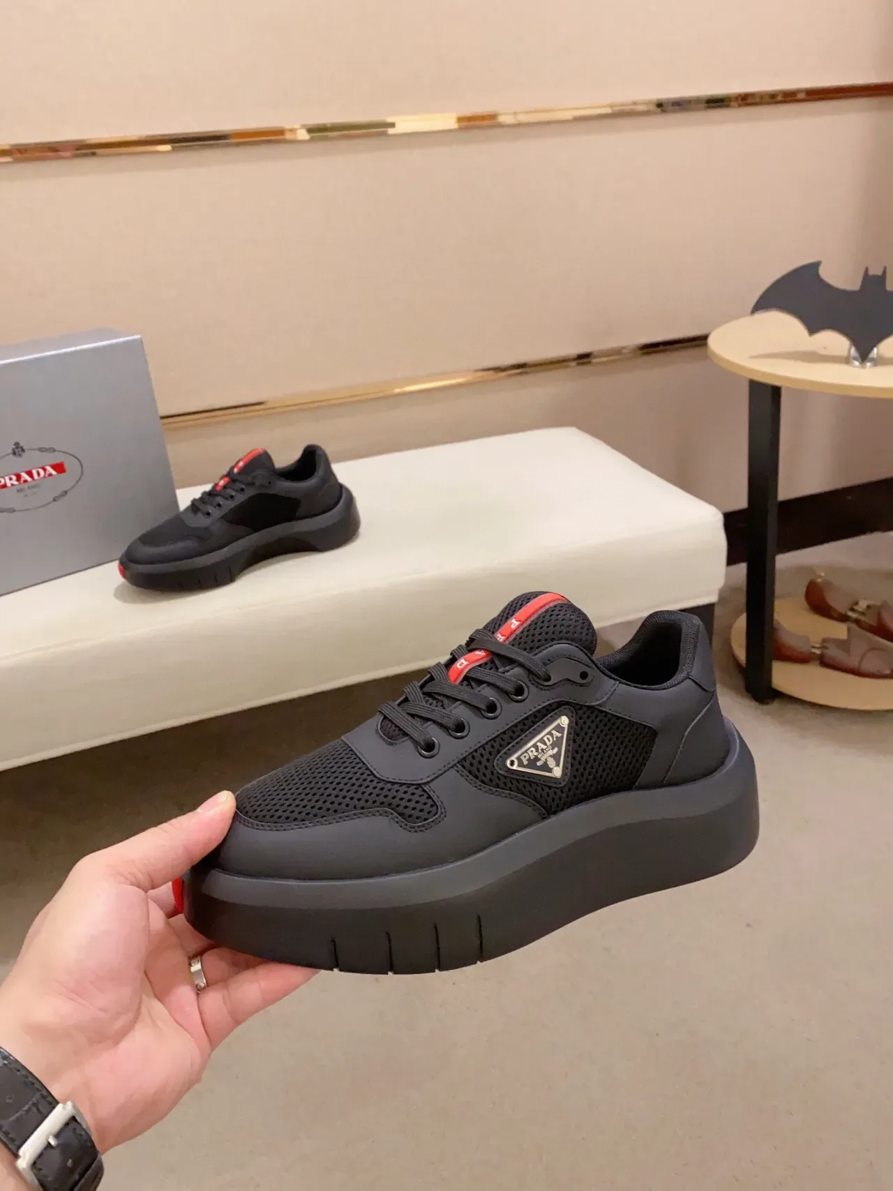 Prada Cloudbust Black and Red Lifestyle Sneakers 3
