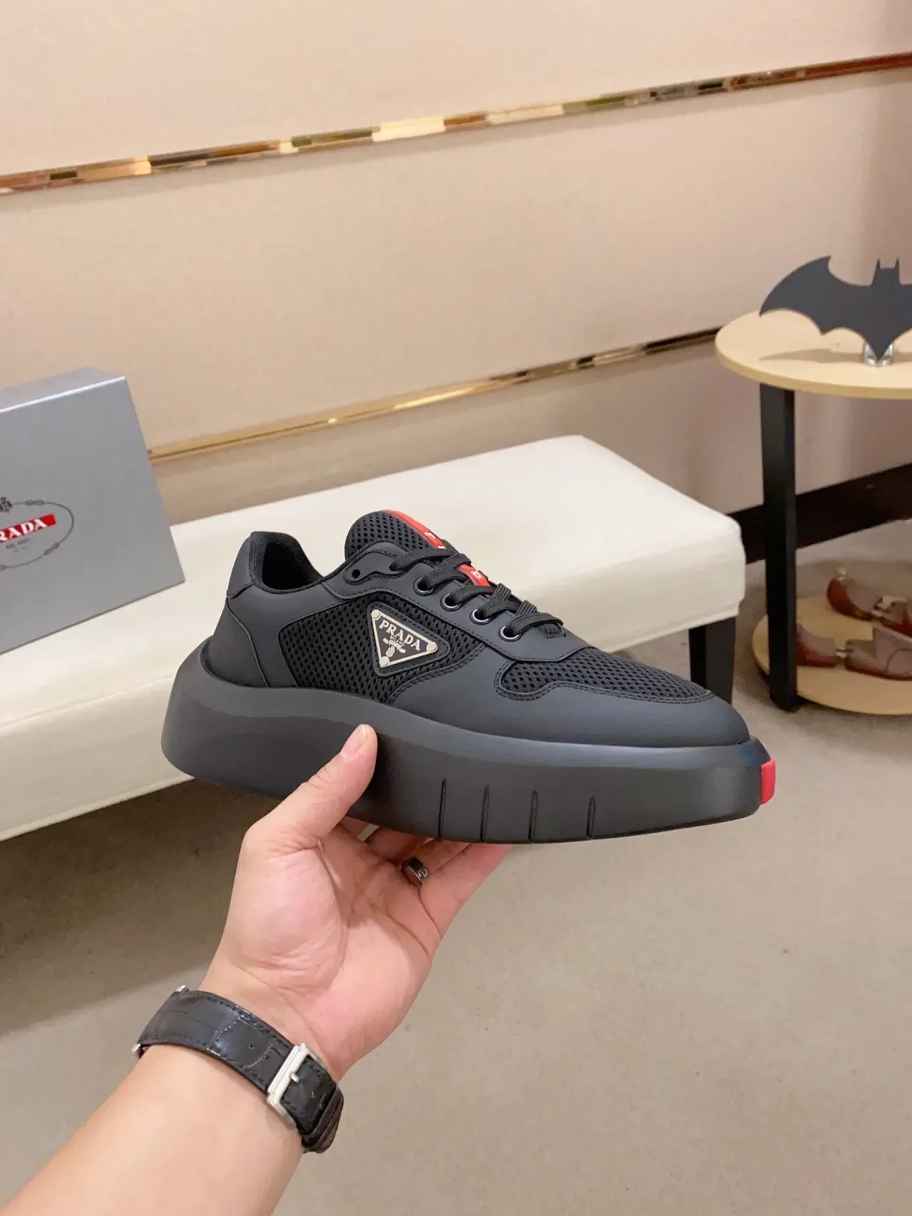 Prada Cloudbust Black and Red Lifestyle Sneakers 4