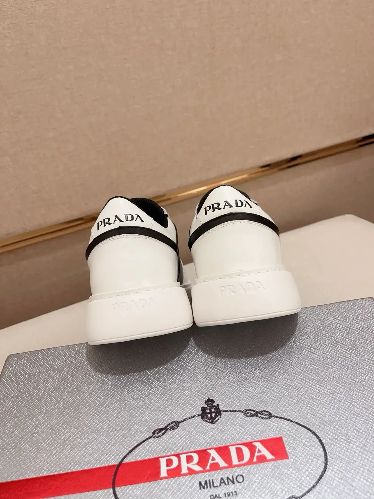 Prada Cloudbust Black and White Leather Lifestyle Sneakers 3