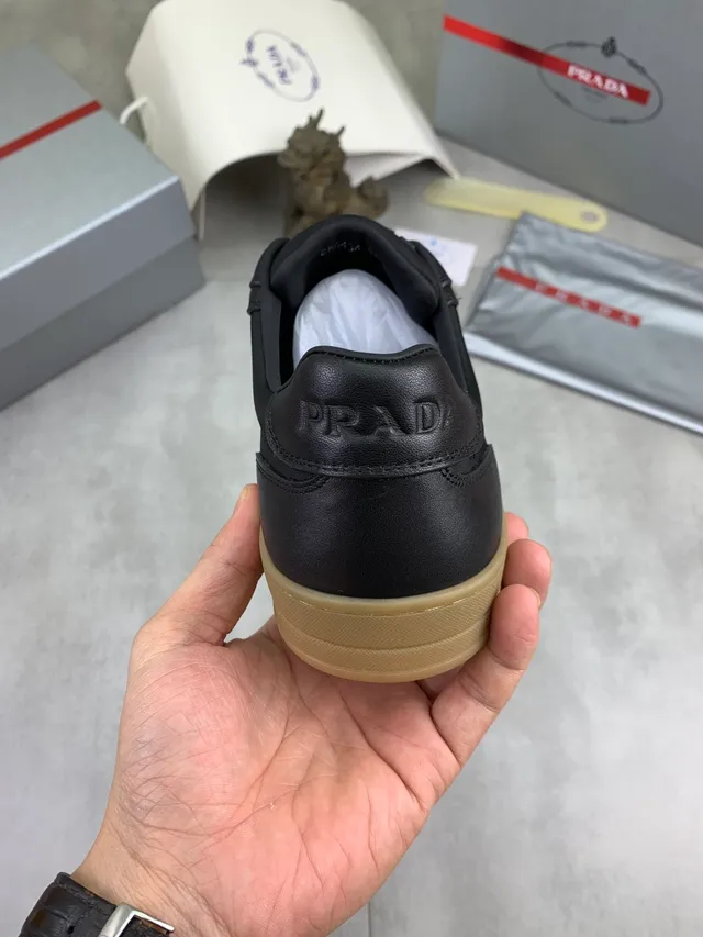 Prada Cloudbust Black Beige Leather And Textile Upper Gum Rubber Sole Lifestyle Sneakers 3