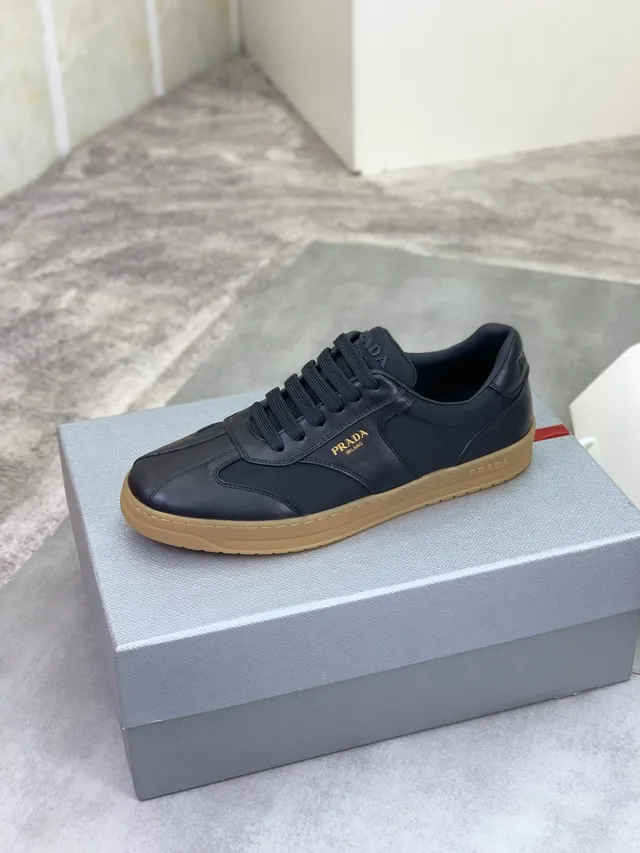 Prada Cloudbust Black Beige Leather And Textile Upper Gum Rubber Sole Lifestyle Sneakers 4