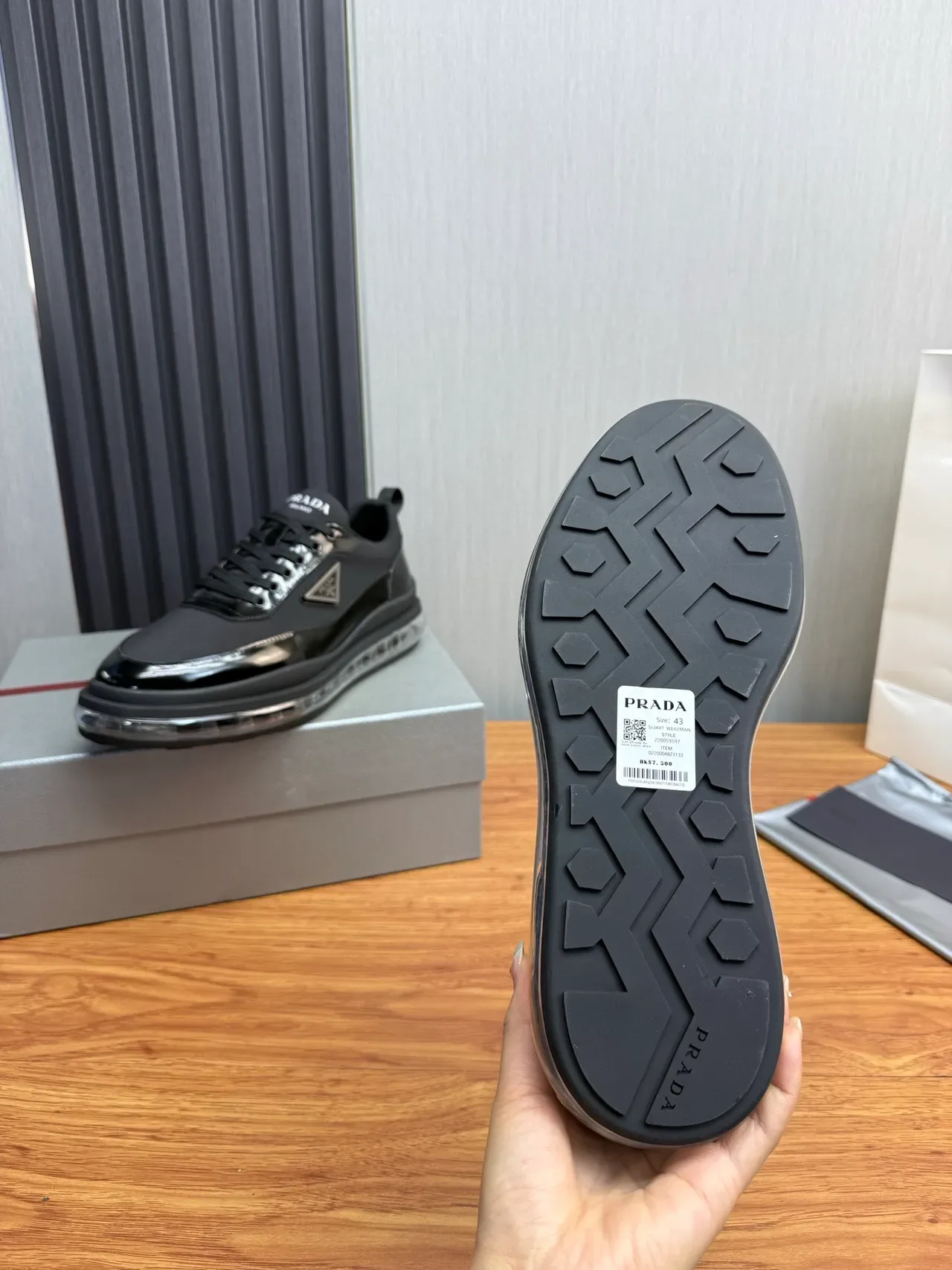 Prada Cloudbust Black Glossy Patent and Nylon Lifestyle Sneakers 2