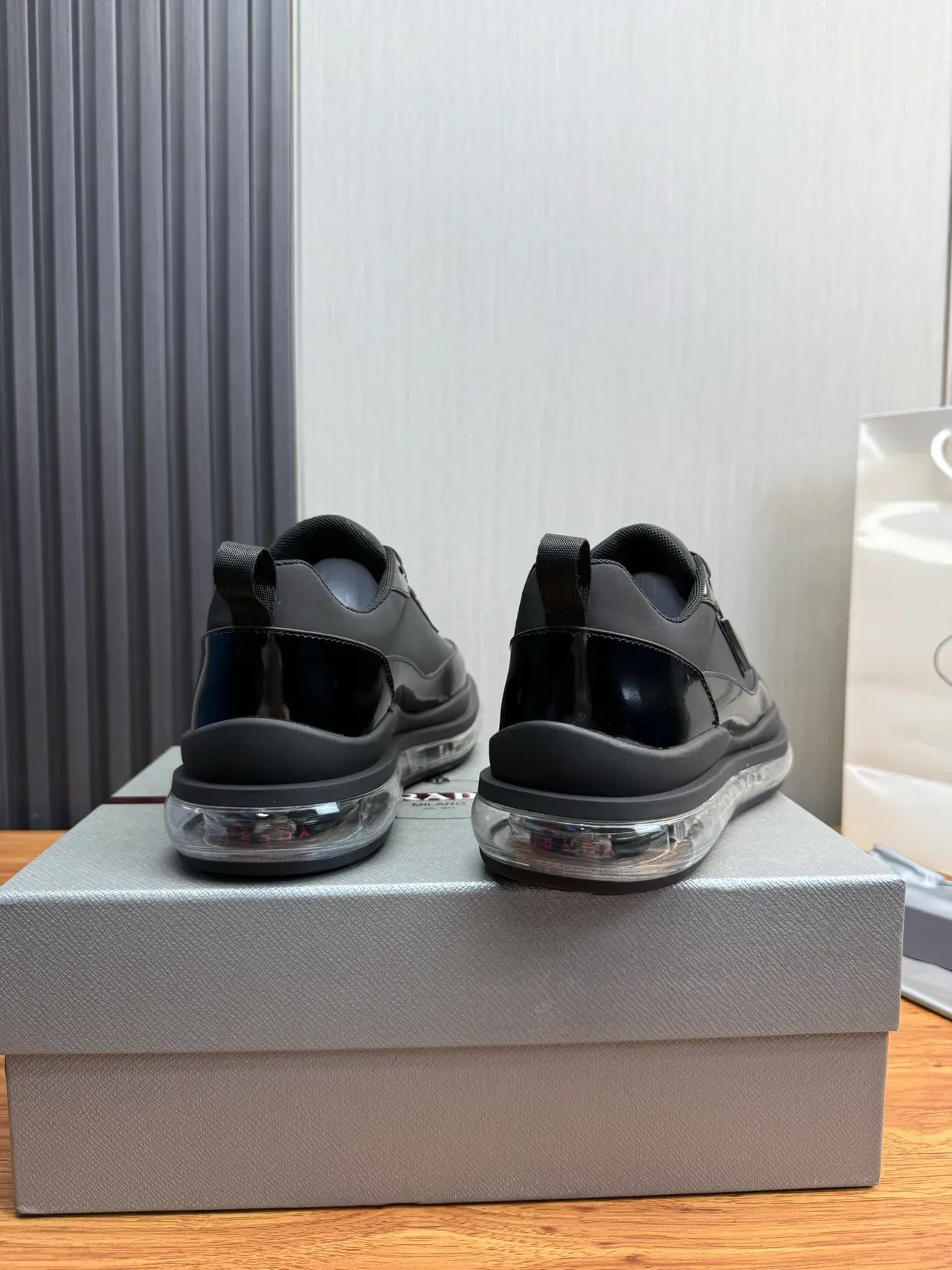 Prada Cloudbust Black Glossy Patent and Nylon Lifestyle Sneakers 8