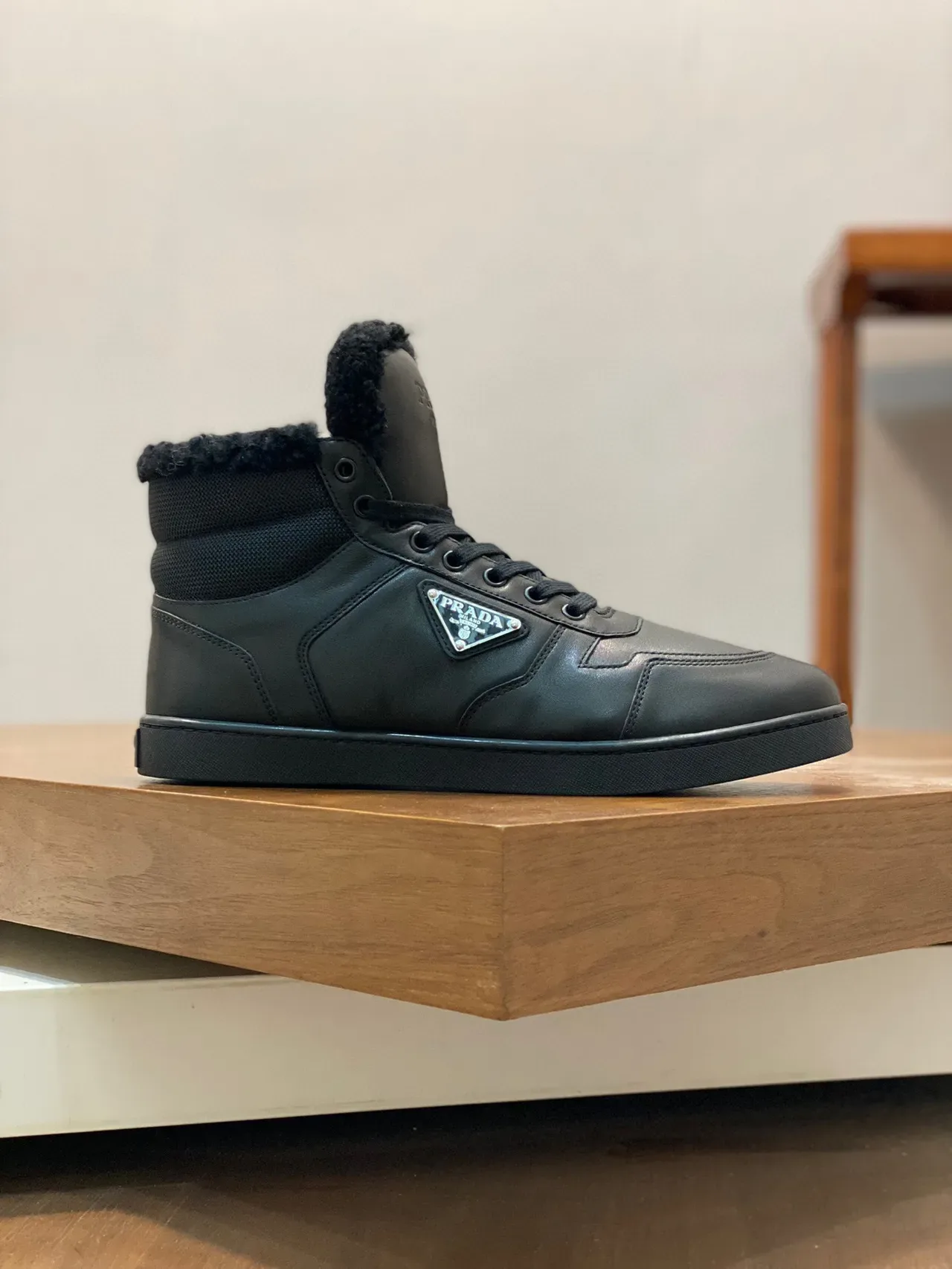 Prada Cloudbust Black High-Top Shearling-Lined Snow Boots 9