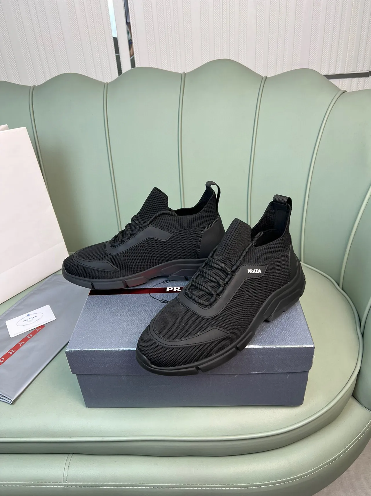 Prada Cloudbust Black Knit Sock-Fit Lifestyle Sneaker 7